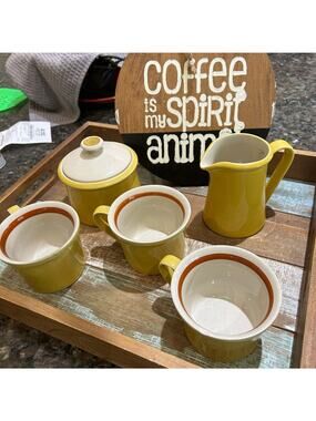 Premiere Color of Spain Coffee Set – Yellow Ceramic – Vintage Spanish Pottery